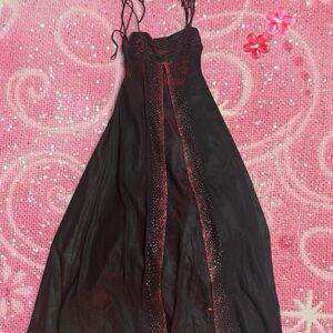 Jump Black Backless Evening Dress with Red Accents